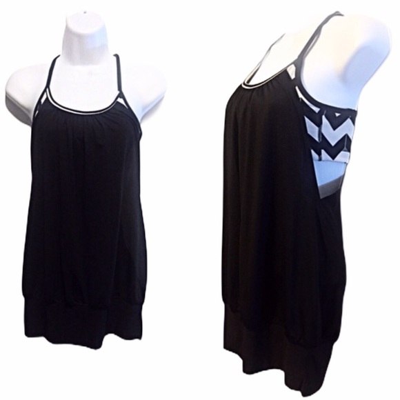 🚫SOLD🚫Lululemon Black Chevron Bra No Limits Tank - Picture 1 of 8